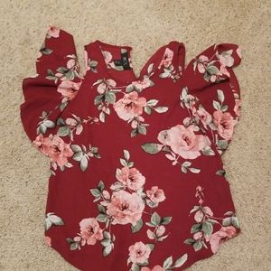 Maroon and Pink Flower Blouse